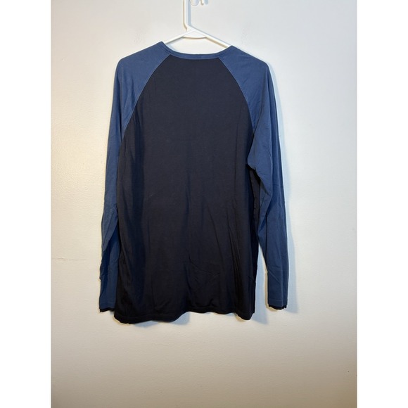 Vince Crew Neck Double Layered T Shirt Men's L Blue 100% Pima Cotton Long Sleeve - Picture 4 of 6